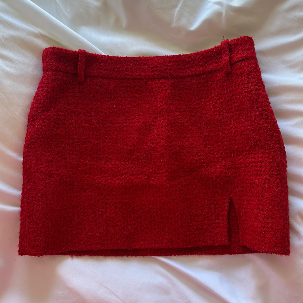 Red Tweed Zara Mini Skirt